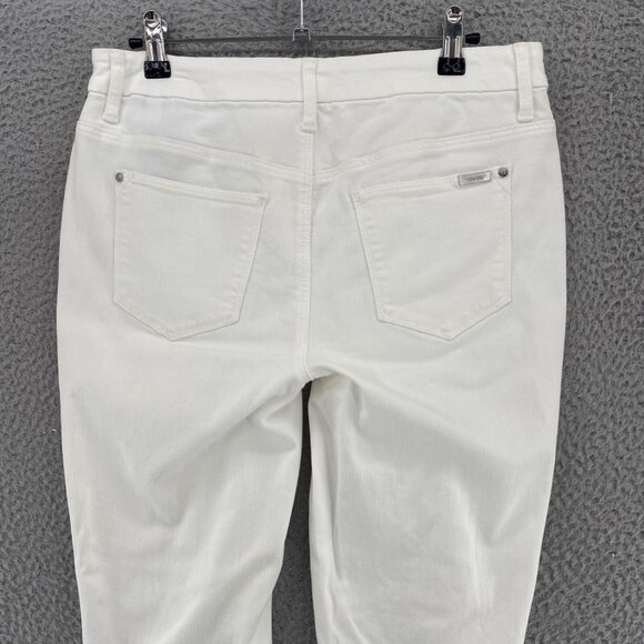 Chicos Jeans Women 0 US 4 White So Slimming Girlfriend Ankle Lace Patch Stretch - Picture 4 of 12